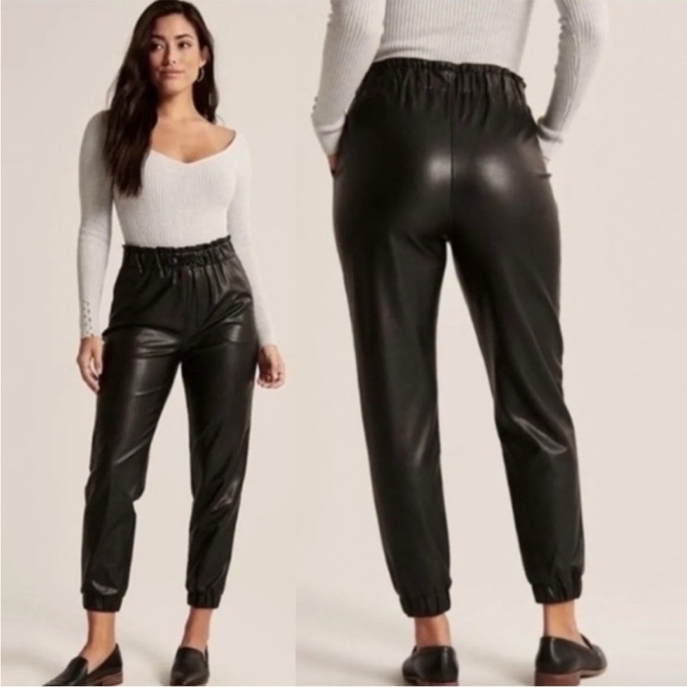 Abercrombie & Fitch Vegan Leather Black Jogger size Small